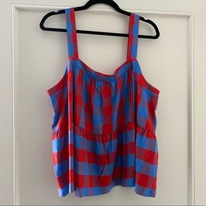 Loft Checkered Peplum Tank Top - XXL